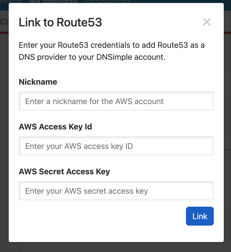 Enter Integrated DNS Provider credentials