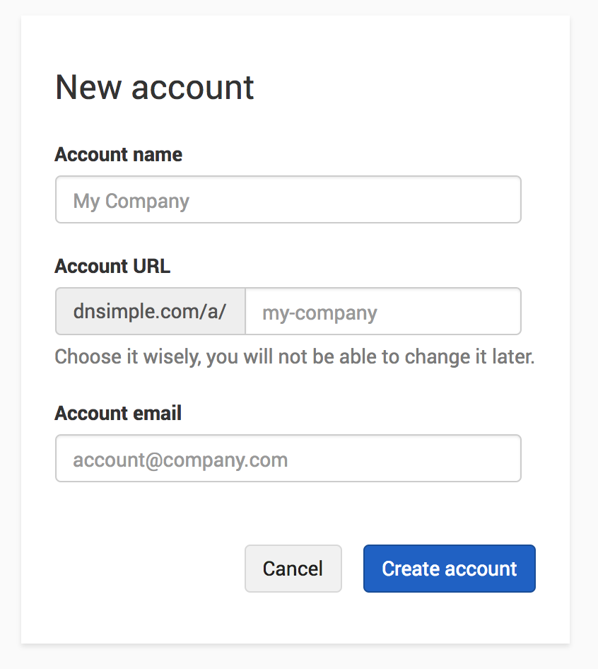 Add New Account form