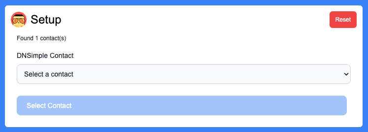 Screenshot: Chrome Extension Setup Select Contact