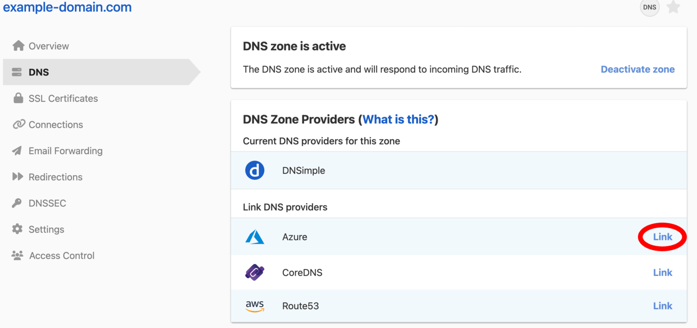 Adding a Zone from DNS Zone Providers