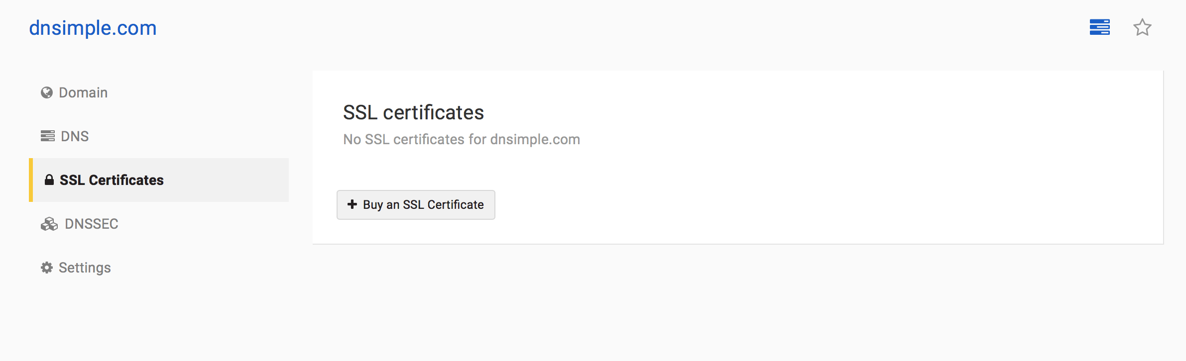 SSL Certificate section