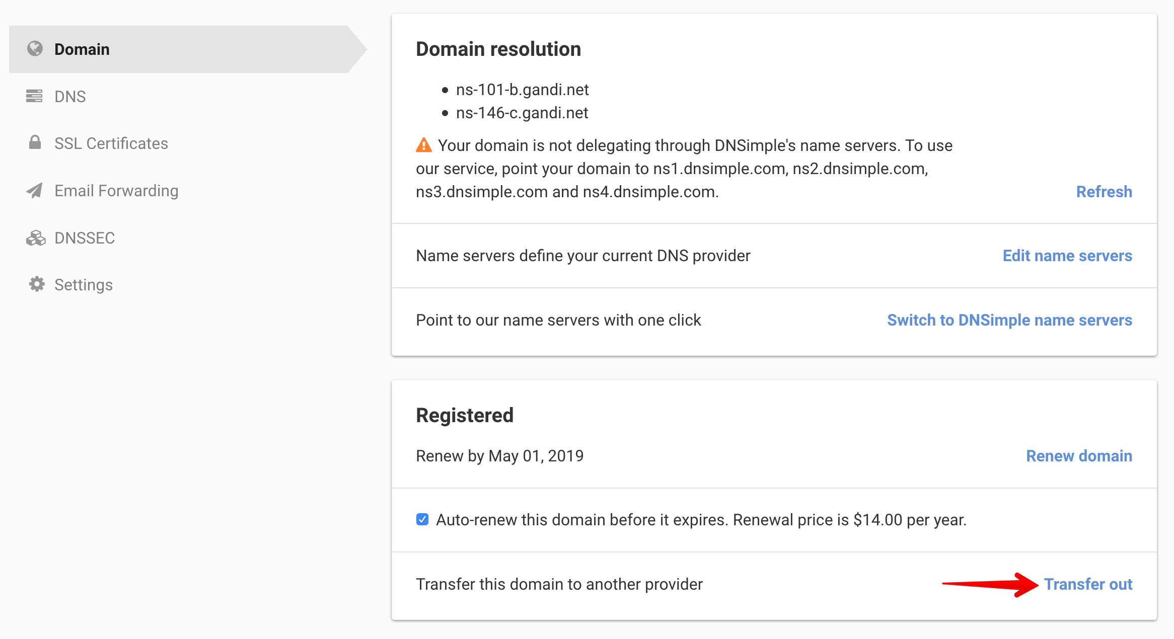 Transfer a Domain to