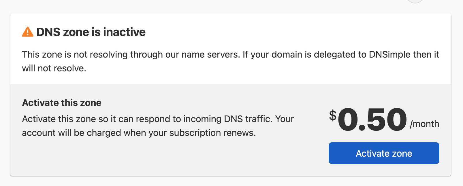 activate dns zone