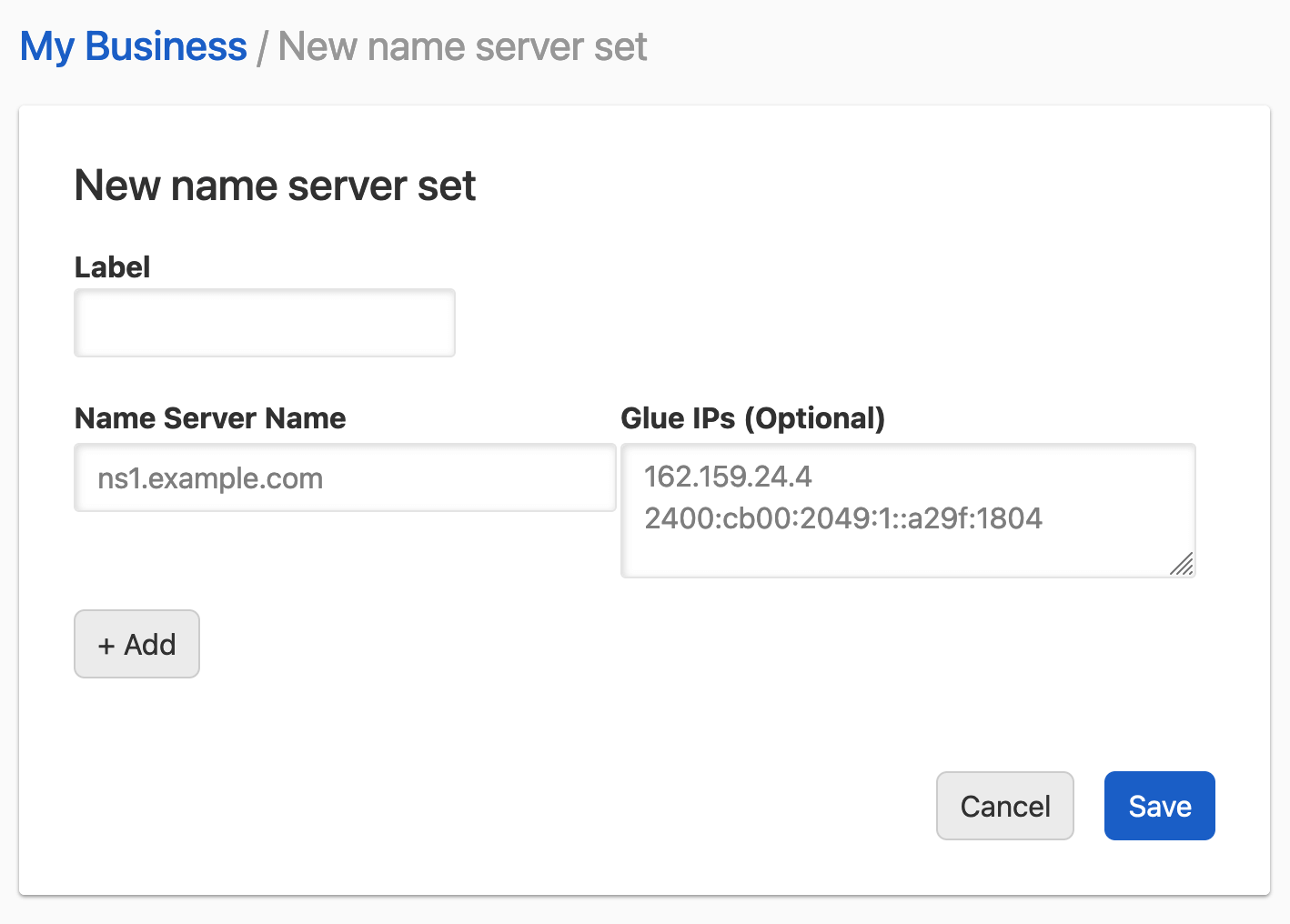 New name server set