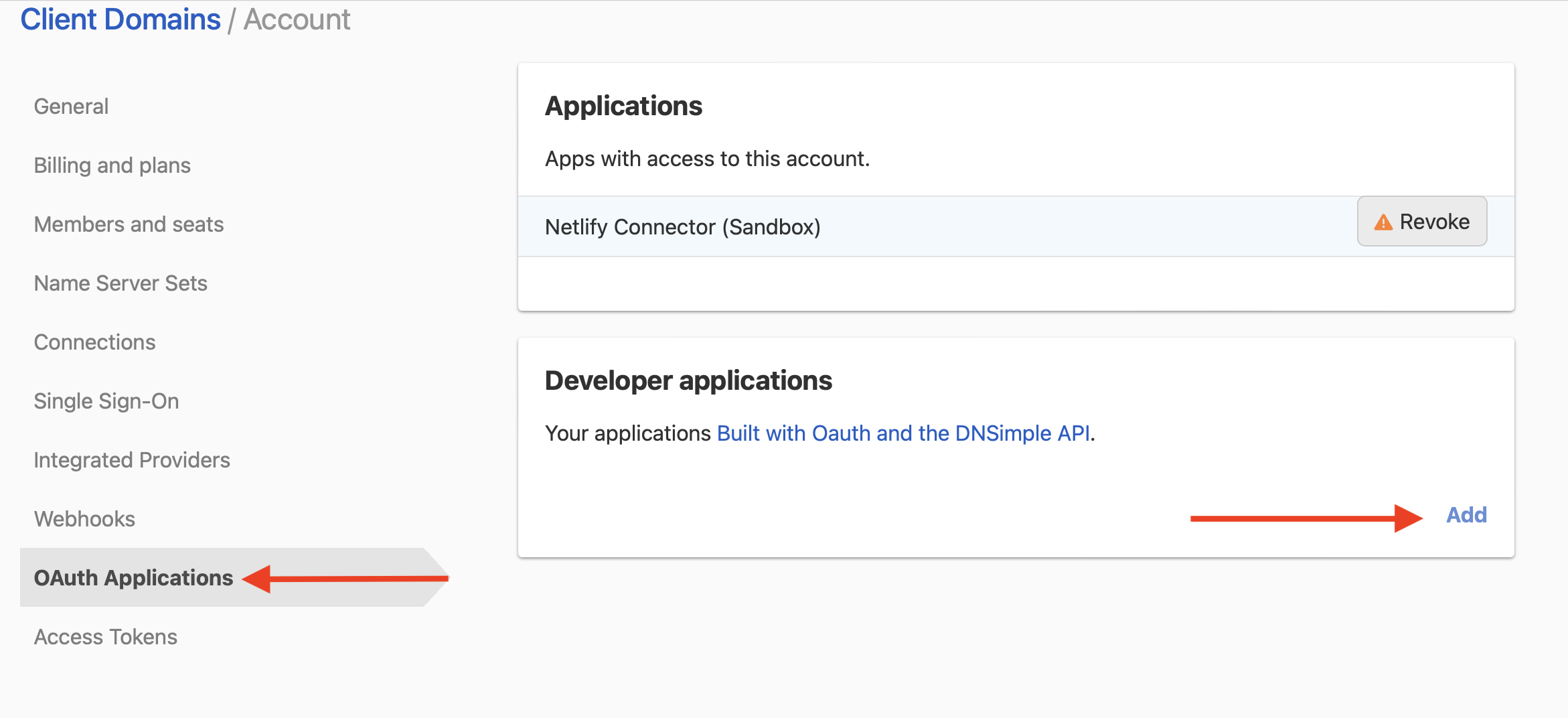 screenshot of adding an oauth application