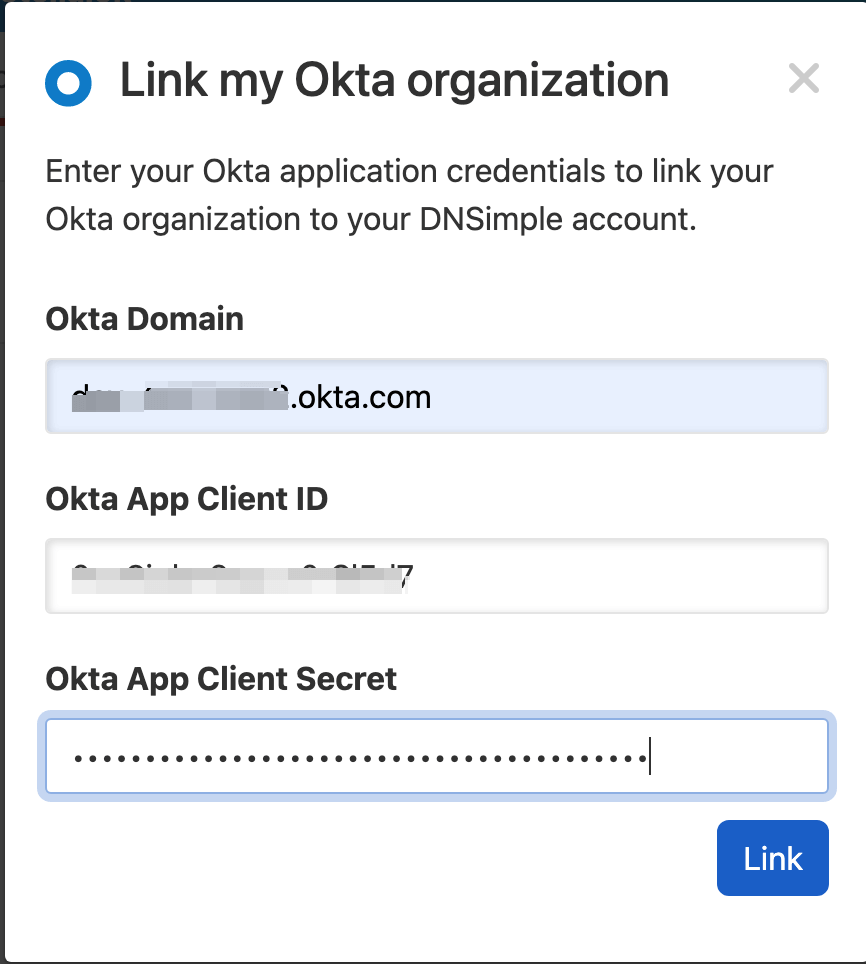 Link account to Okta
