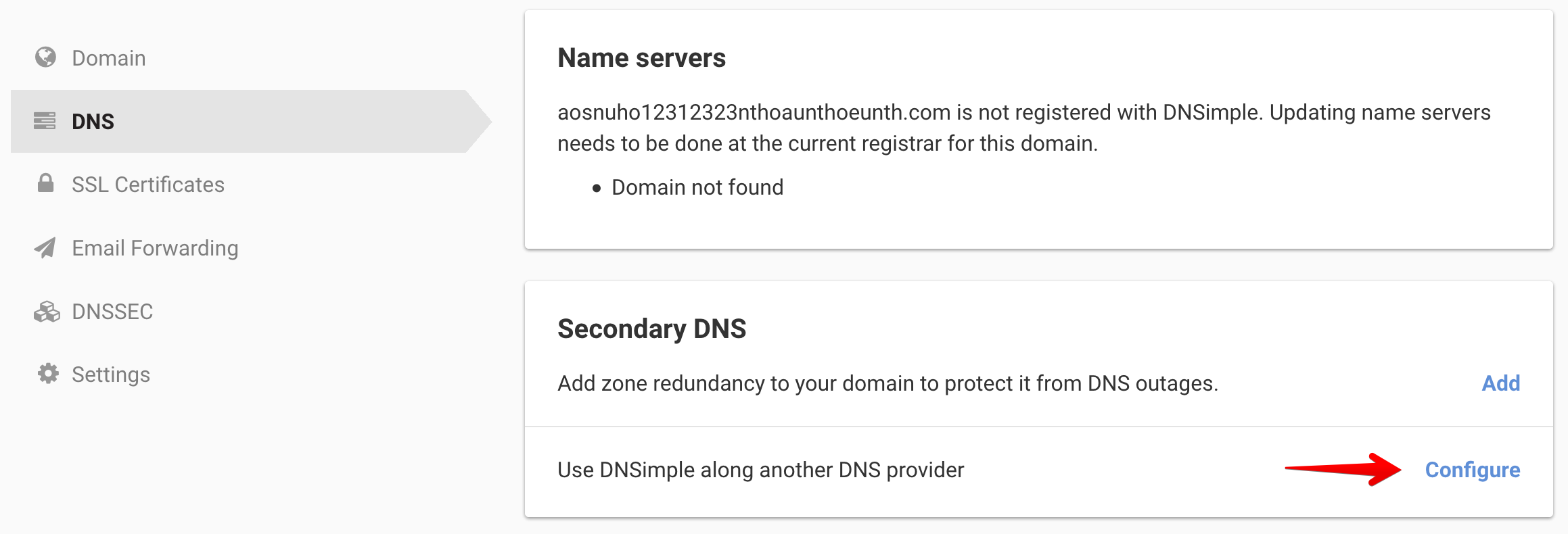 Change you Secondary DNS configuration